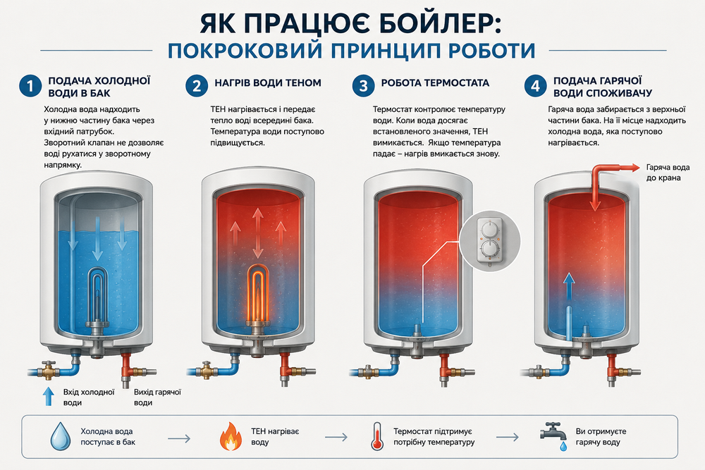 Як працює бойлер: покроковий принцип роботи водонагрівача